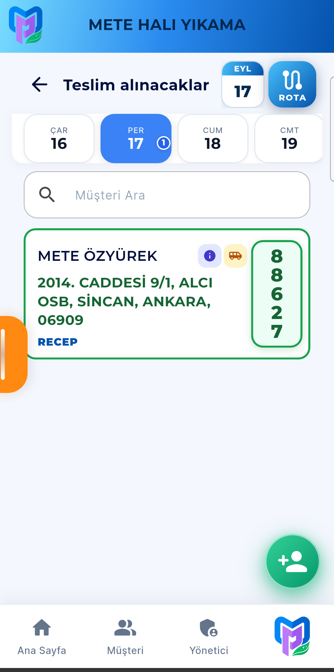 Teslim alınacaklar — alım aşaması, kayar takvim ve sipariş kartı
