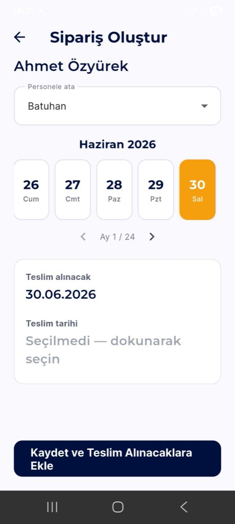 Sipariş oluşturma